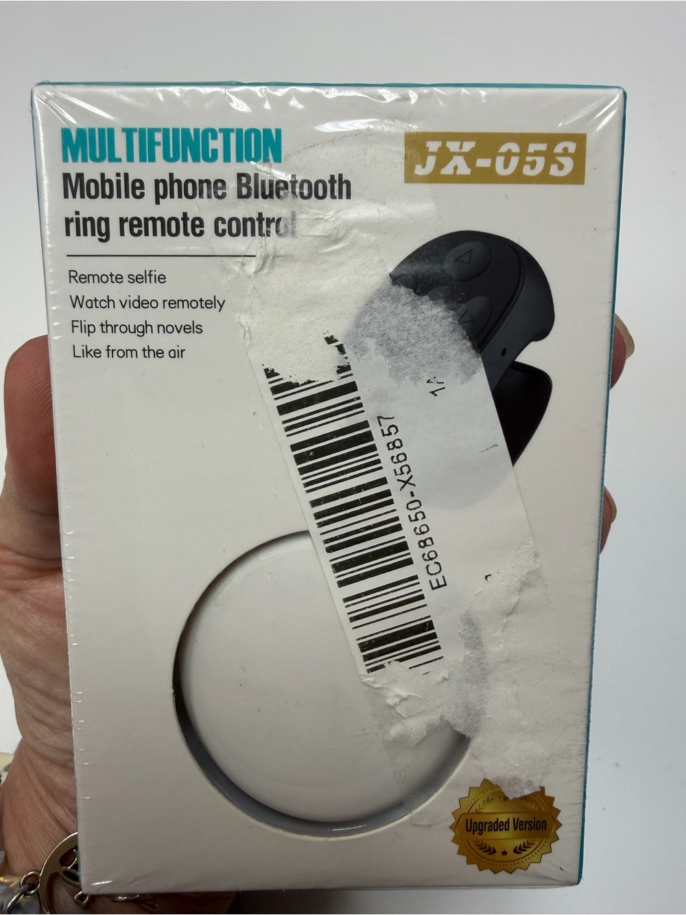 Multifunction Mobile Phone Bluetooth Ring Remote Control - Black. NIB
